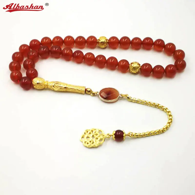 

Natural Red Agates women's tasbih Muslim rosary gift islam misbaha Onxy prayer beads 33 66 99beads stone Bracelets