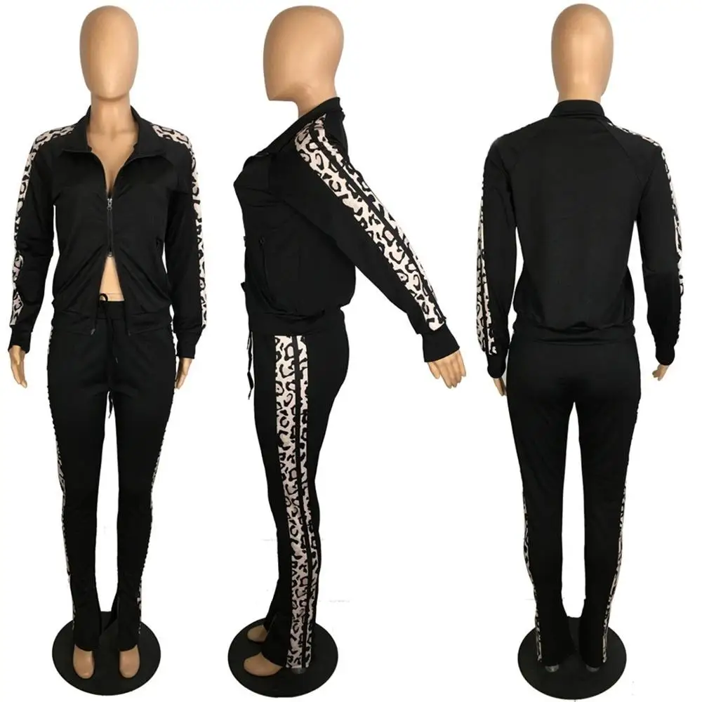 

Autumn Fashion Zipper Casual 2 Piece Sets Winter Long Sleeve Coat+Bandage Pants Solid Outfits Women Plus Size Tracksuits White