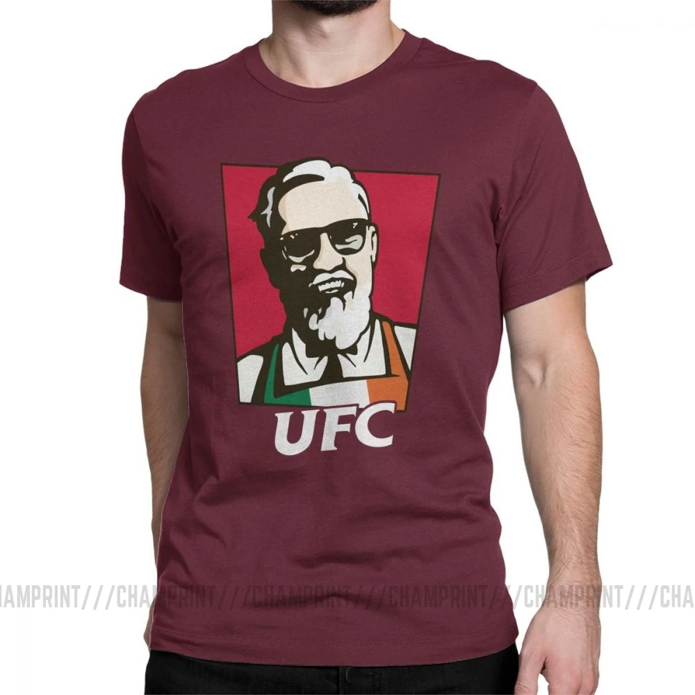 Король Конор Макгрегор MMA KFC креативная хипстерская футболка для мужчин с коротким рукавом топы серые футболки из чистого хлопка футболки с круглым вырезом - Цвет: Бургундия