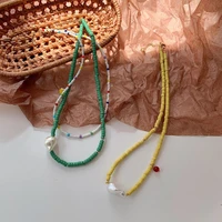u magical multicolor asymmetry multi layer rice beads chokers necklace for women irregular imitation pearl necklace jewellery