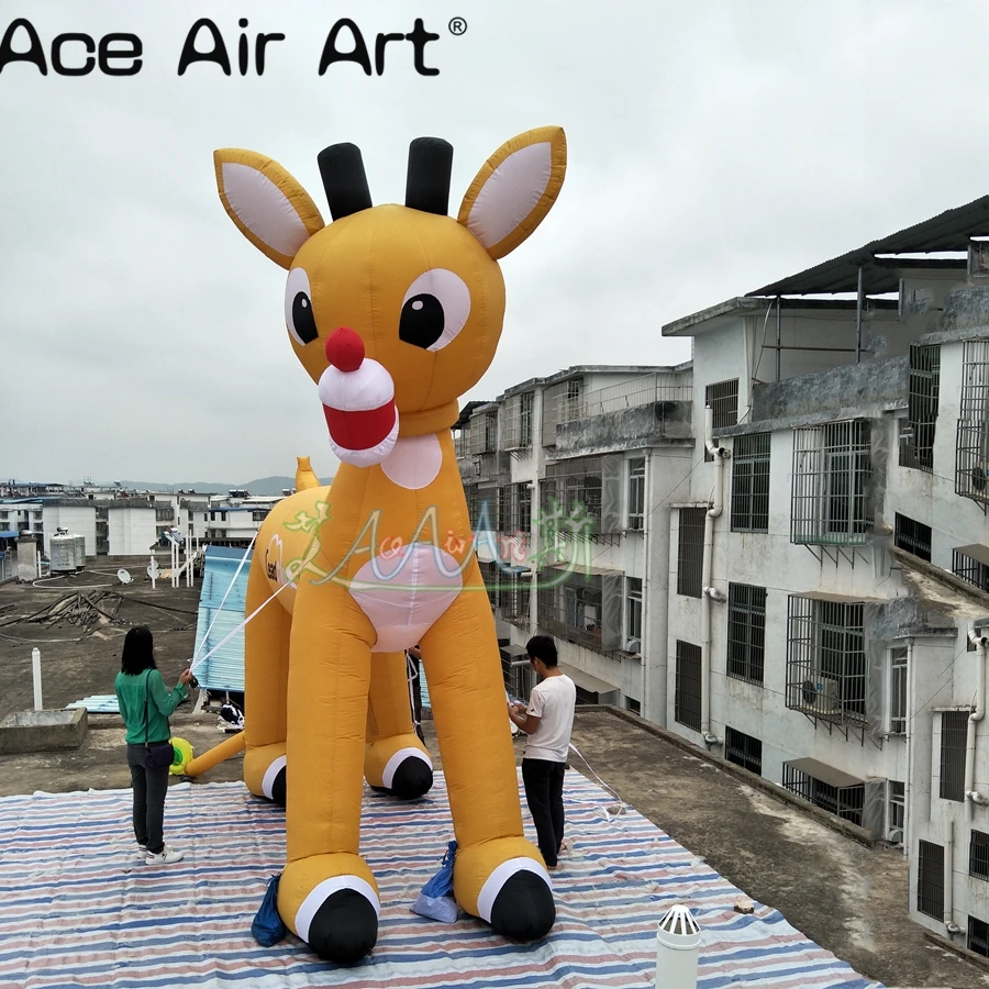 

Inflatable christmas deer on a christmas holiday with logo,giant lovely christmas deer with 12 feet height