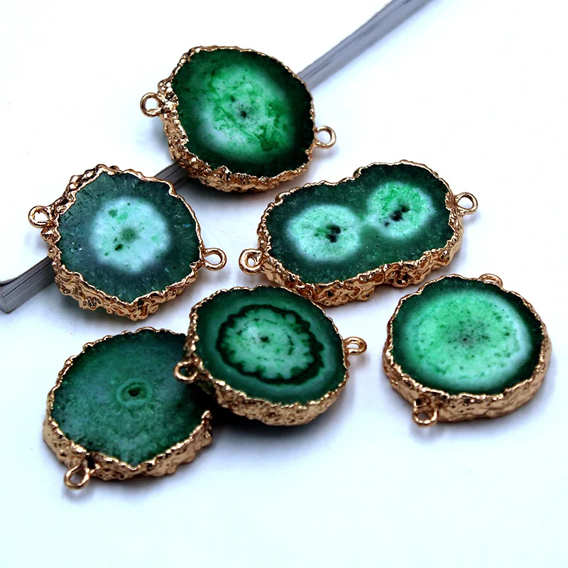 Соединитель из натурального кристалла с солнечным цветком двойное кольцо кулон