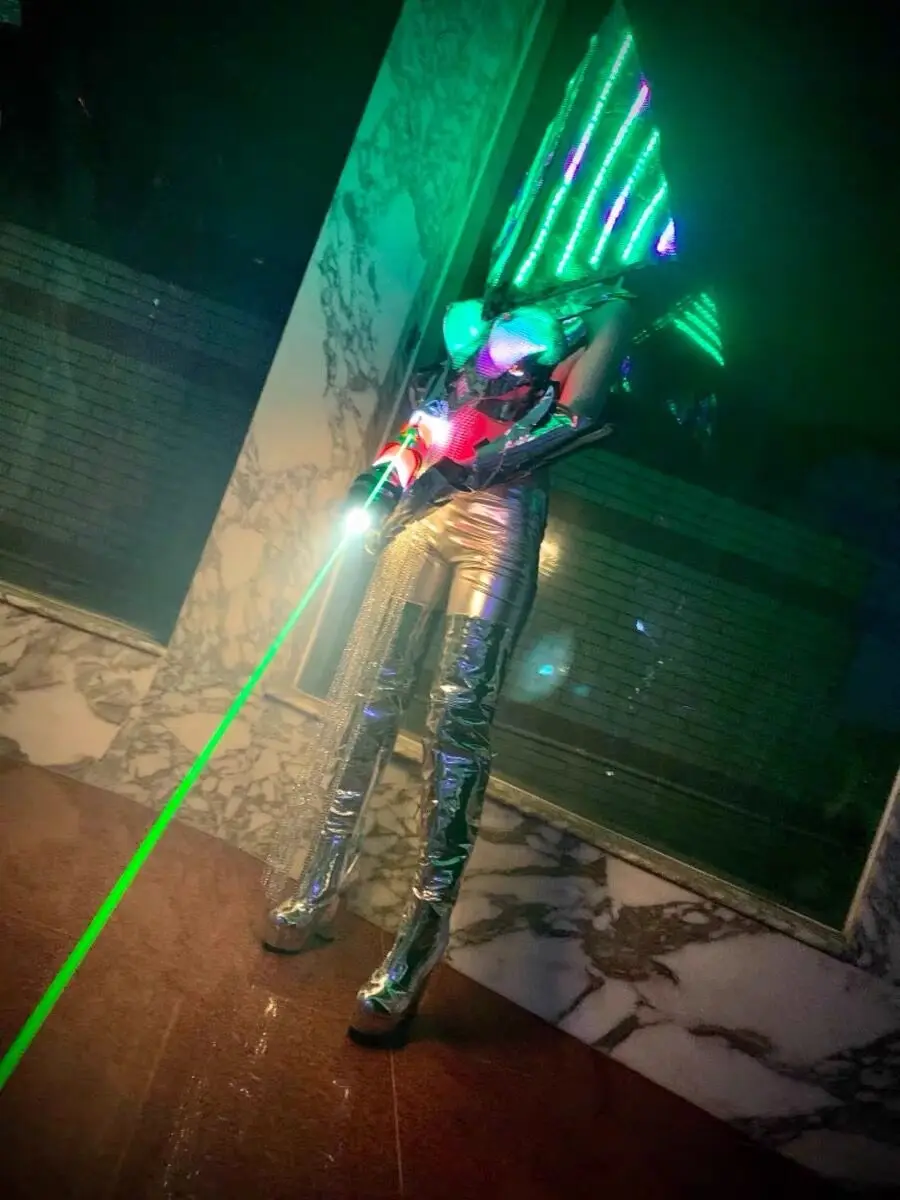 Костюмы для косплея сценических танцев костюм робота с разноцветной