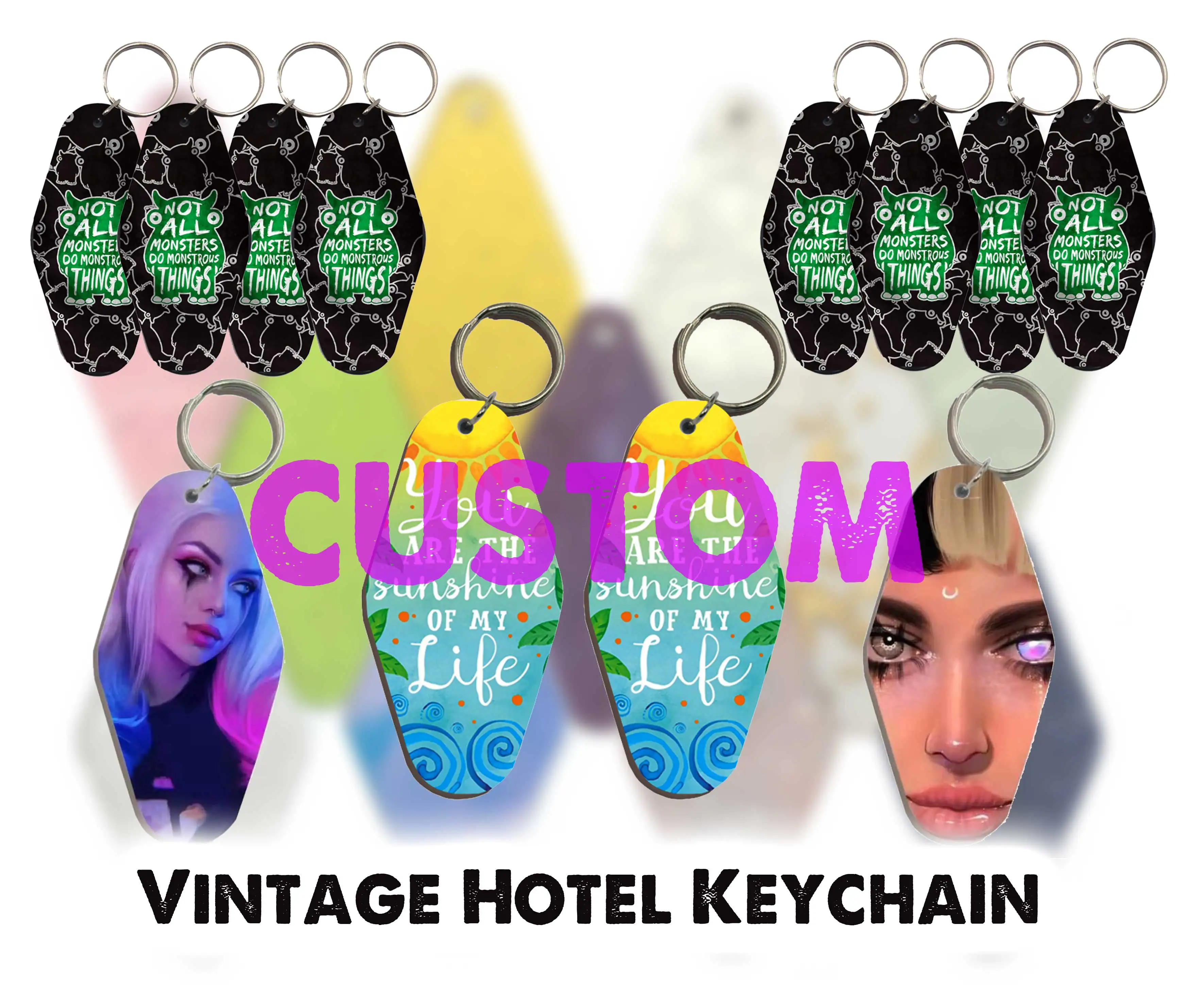 30Pcs pack Acrylic Keychain With Custom Logo Oem Promotional Printed Blank Resin Motel Hotel Key Chain