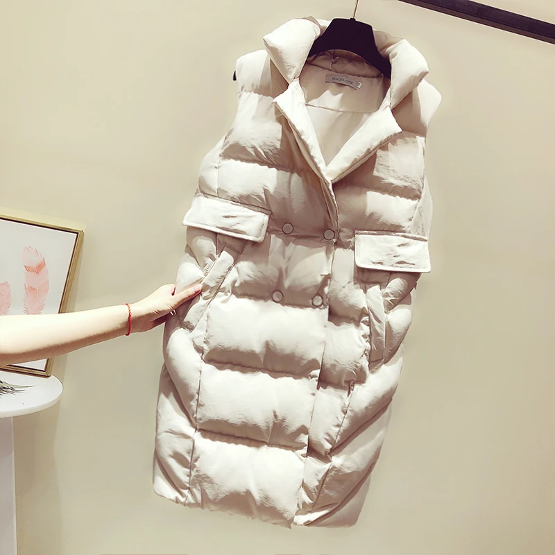 2019 модная однотонная длинная куртка-пуховик женская одежда | Женская