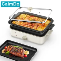 calmdo 1400w multi function electric foldaway skillet grill combo home cooking pot electric barbecue barbecue stove skillet