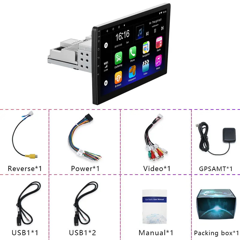 $87.99 JMANCE Car Radio With Gps Screen Adjustable 1DIN 2G+32G 7/9/10 Inch Car Stereo FM Radio Navigation Player No 2 DIN 2din Android