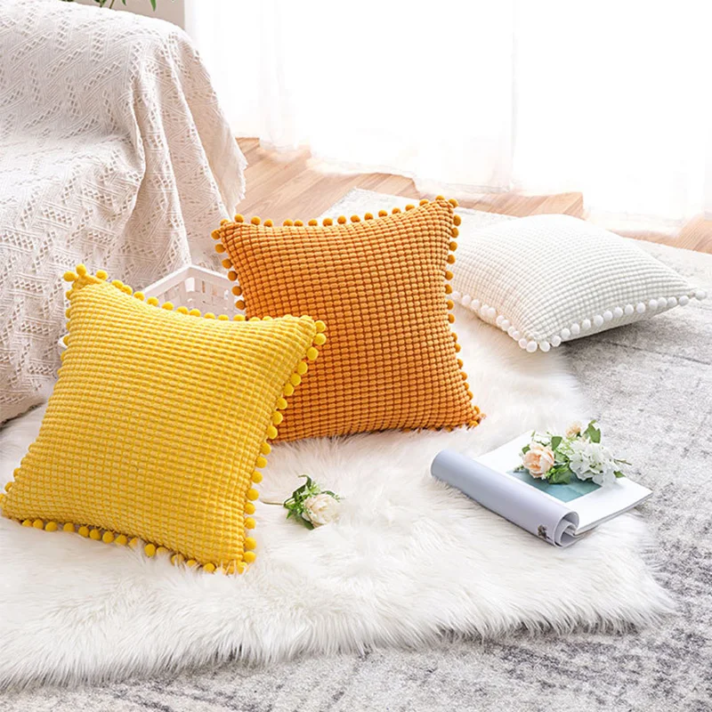 

45*45cm Solid Color Decorative Pillow Covers Supersoft Corduroy Pillow Case For Home Car Seat Decorative Case Wholesale