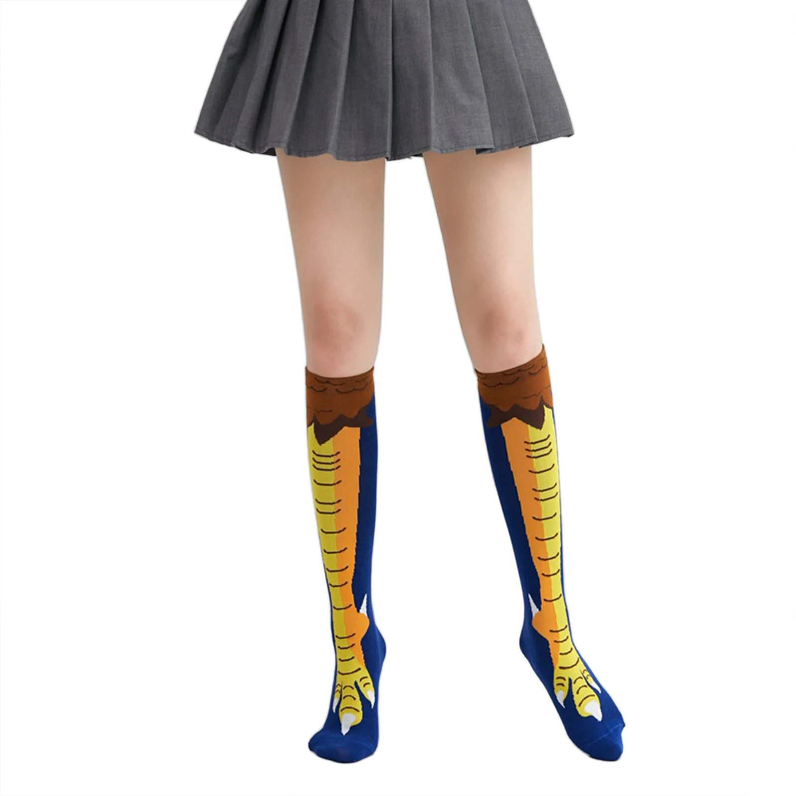 Новогодние сумасшедшие носки унисекс до колена с забавными куриными лапами