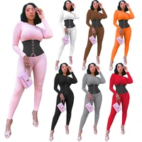 high stretch knit tunic jumpsuit women long sleeve lace up bandage rompers womens jumpsuit elegant skinny overallls for women