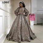 LORIE бальное платье вечерние платья с длинным рукавом 2021 арабские блестящие цвета шампанского Выпускные платья вечерние платья размера плюс