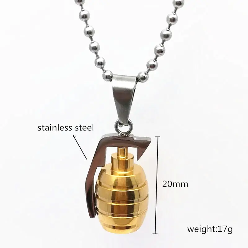 Looker Gold Black Steel Color Titanium Stainless Sports Hand Grenades Bombs Pendant Necklaces for Men Jewelry | Украшения и