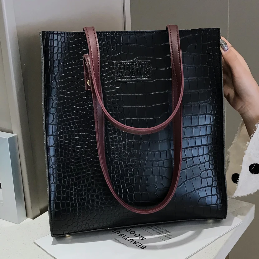 

Fashion Crocodile Pattern Women Handbag Leather Ladies Hand Bags Luxury Handbags Women Bags Designer shoulder bag for women 2019