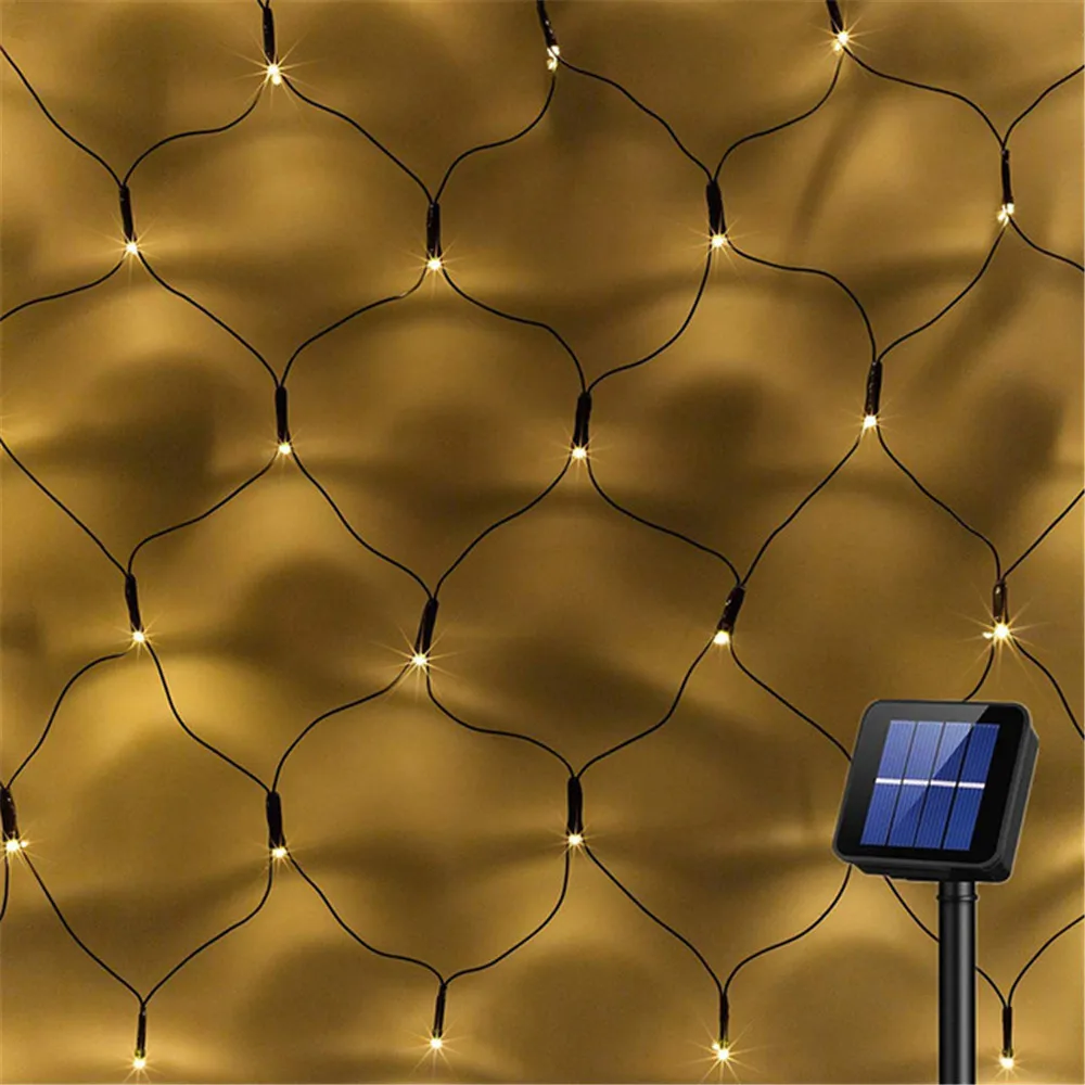 Светодиодная сетчатая гирлянда на солнечной батарее, 1,1x1,1 м, 2x3 м от AliExpress WW