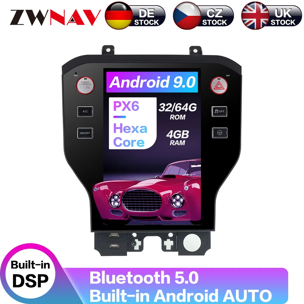 

DSP Android 9 PX6 For Ford Mustang/GT500 2015 - 2019 IPS HD Tesla Screen Radio Car Multimedia Player GPS Navigation Audio Video