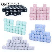 diy 26pcsset 12mm colorful square letters silicone beads baby chew newborn teething nursing kids safe food grade pacifier clip