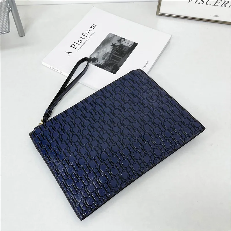 2021 new luxury brand ch clutch unisex high quality ch letter pattern clutch luxury envelope leather business clutch purse free global shipping