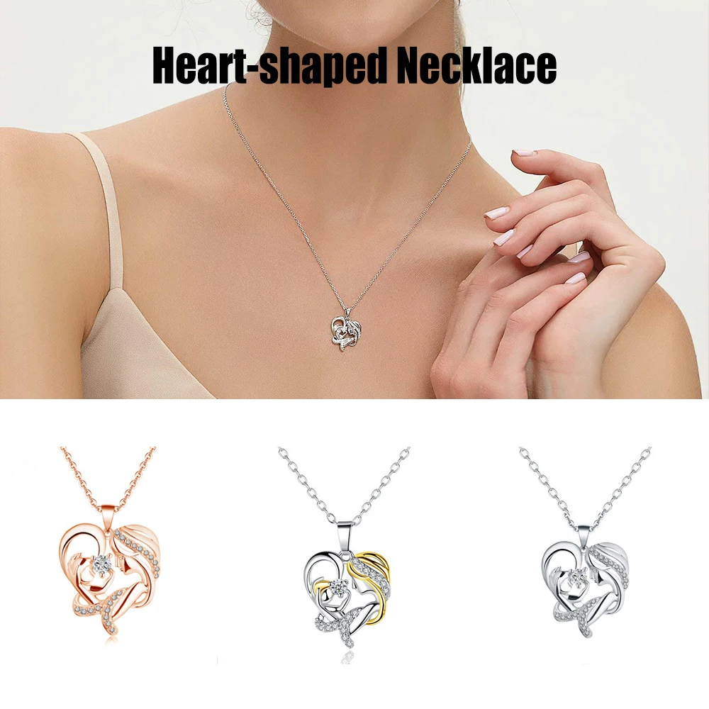 

In Her Arms Necklace Cherish Special Moments Zircon Jewelry Gift for Mother LXH