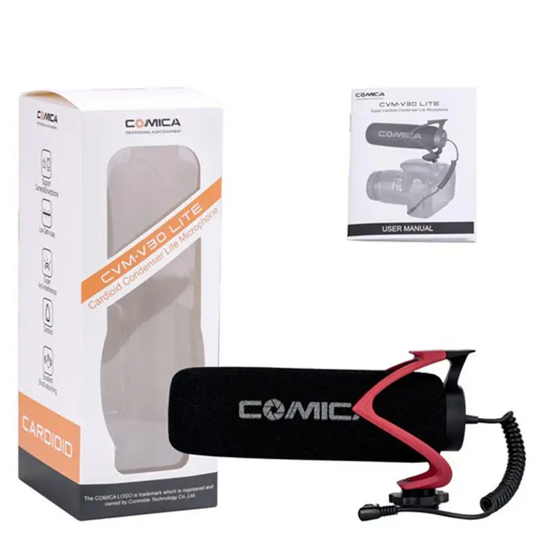 Микрофон Comica Cvm-V30 Lite с суперкардиоидным полярным рисунком холодным башмаком