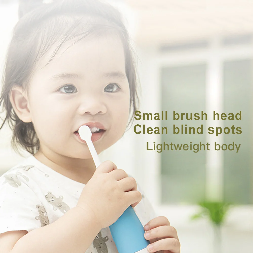 

Kids Electric Toothbrush Ultrasonic Children's Toothbrush Sonic Cleaning IPX7 Waterproof With Replacement Tooth Brush Heads Set
