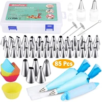 85 stainless steel diy kits 50 sockets 22 pastry pockets 2 flower nails1 cake pen 5 cupcake sockets 4 couplers for kitchen