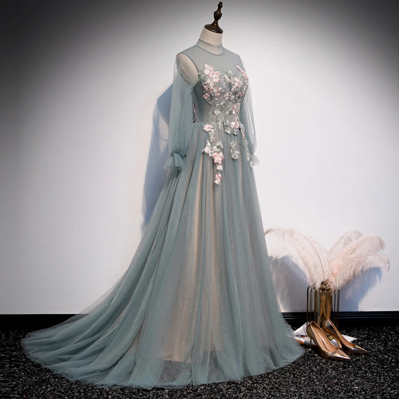 Элегантное длинное вечернее платье в сеточку женское Qipao Robe De Soiree с аппликацией и