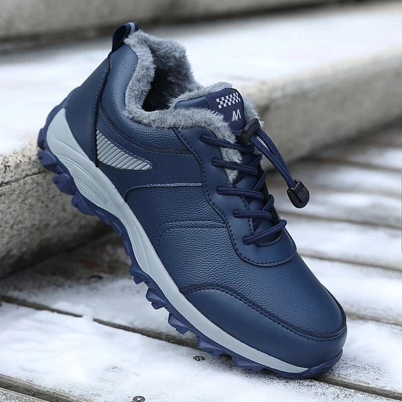 Winter Men Warm Lined Walking Shoes Sport Waterproof Thicken Man Sneakers Solid Color Elastic Band Male Footwears |