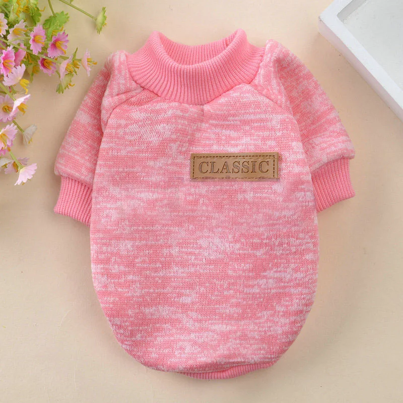 Pink Зимняя теплая одежда для собак и кошек Йоркширский Shih Tzu пуловеры для щенков свитер для собаки для кошки толстовка одежда для домашних животных джемпер honden trui - Цвет: Pink