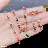 kjjeaxcmy boutique jewelry 925 sterling silver inlaid natural tourmaline pendant bracelet ring earring suit support detection