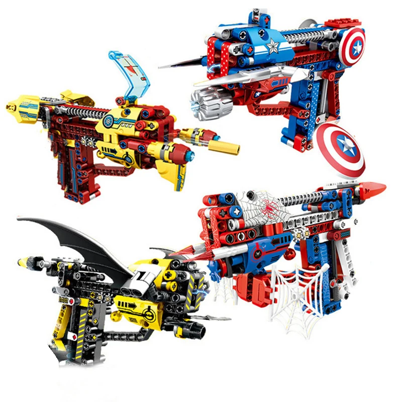 Marvel Мстители строительные блоки игрушка собранные модели пистолет супергерой