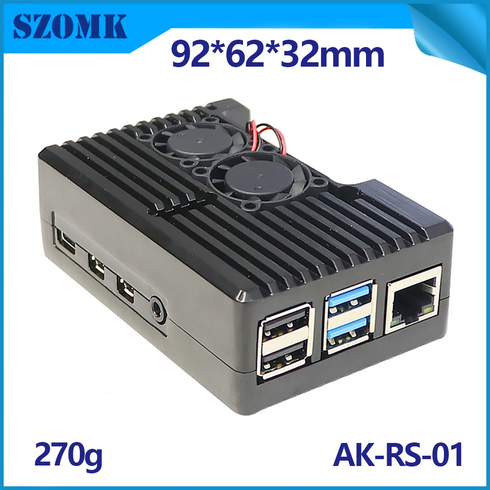Алюминиевый корпус SZOMK для raspberry Pi 4 с двумя вентиляторами 87 х56 х25 мм |