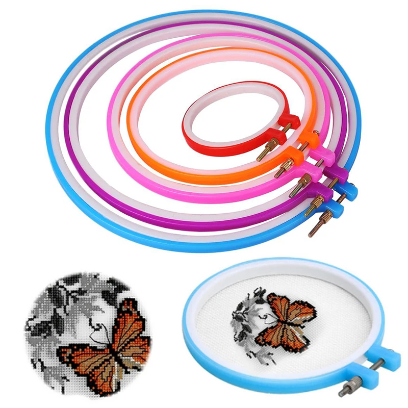 Простой Круглый обруч для вышивки DIY бытовой швейный удобный пластиковый