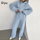 Женский трикотажный спортивный костюм с длинным рукавом и капюшоном