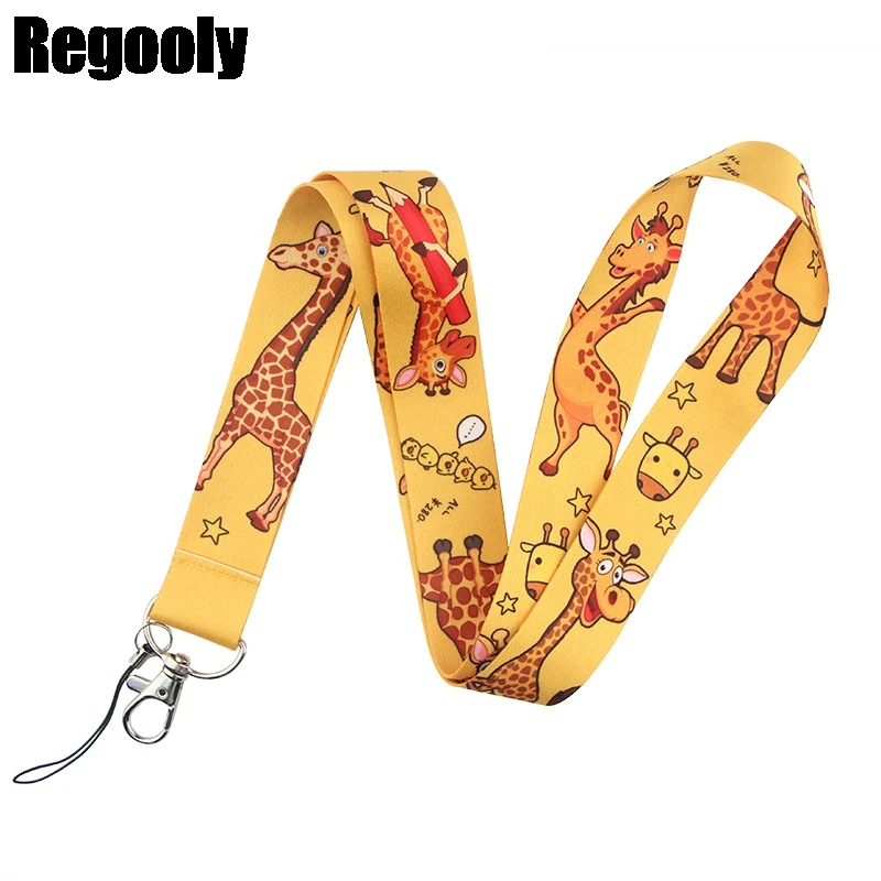 

10pcs Giraffe animals Neck Strap Lanyards ID badge card holder keychain Mobile Phone Strap Gift Ribbon webbing necklace