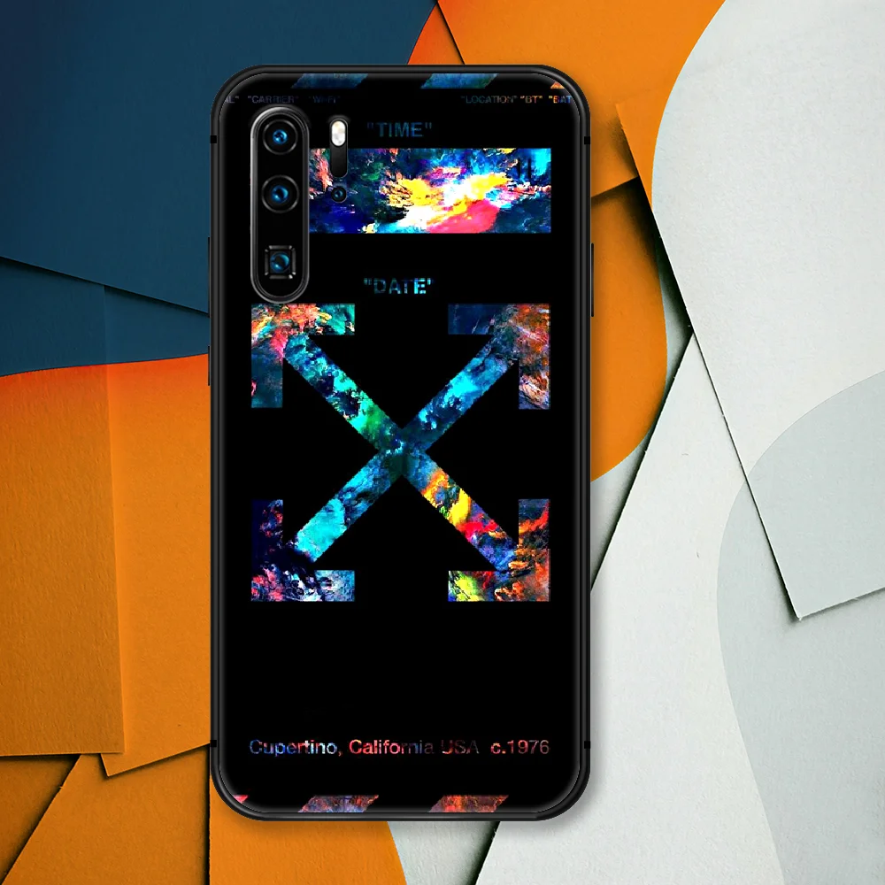 

OFF Trend Brand OW Phone Case For Huawei P Mate Smart 10 20 30 40 Lite Z 2019 Pro black Cell Trend Hoesjes Luxury