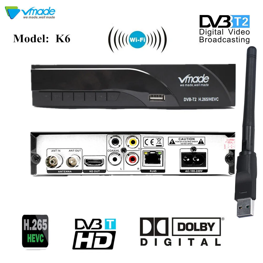 DVB T2 ТВ тюнер DVB-T2 ресивер Full-HD 1080P цифровой Смарт ТВ приставка поддержка AC3 MPEG4 H.265 HEVC с Wi-Fi для чешского
