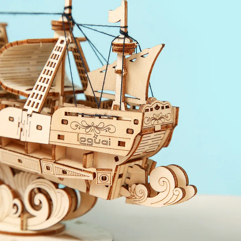3D деревянные головоломки игрушки сборки модель парусной лодки Строительный