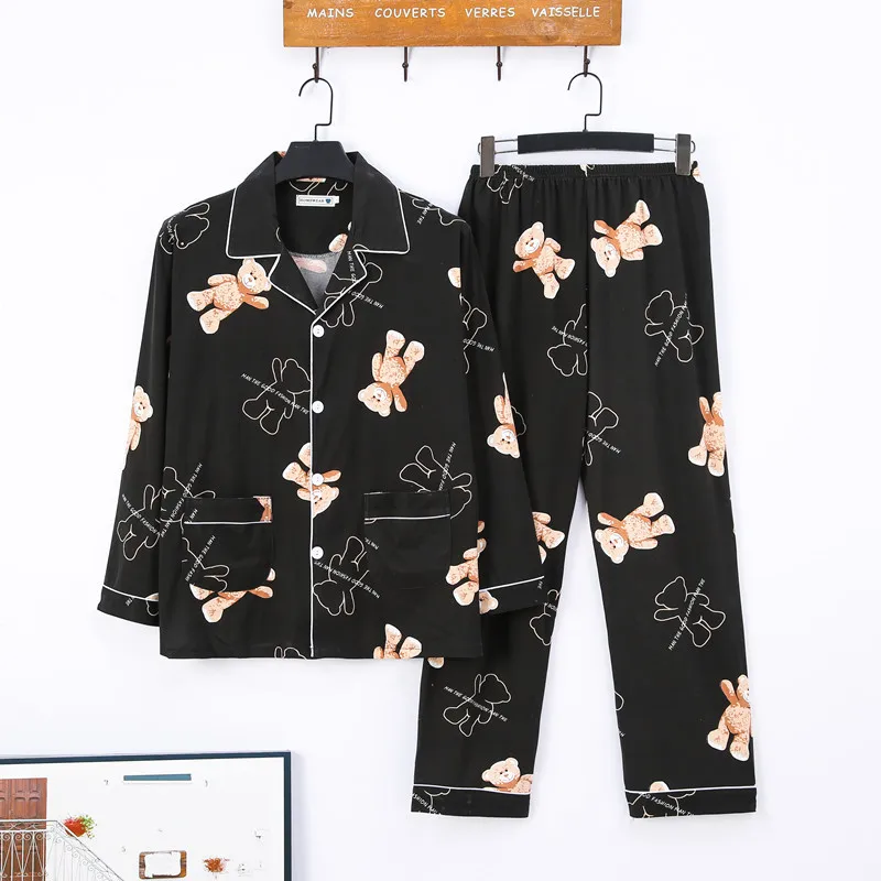 CAIYIER Winter Long Sleeve Pajamas Set For Men Casual Striped Male Nightwear Leisure Elastic Waist Outwear Home Clothing L-3XL