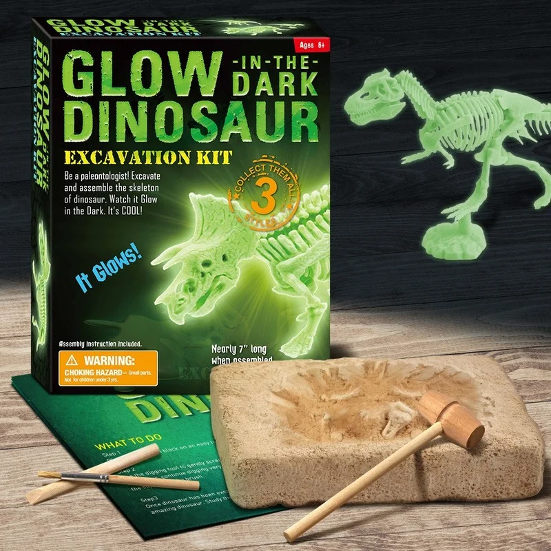 

FEOOE Children's Educational Tyrannosaurus Toy DIY Handmade Archaeological Excavation Toy Luminous Dinosaur Excavation ZXQ