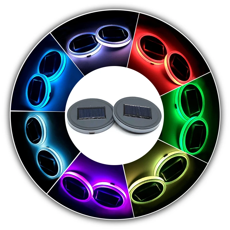 2 шт./компл. Универсальный светодиодный декоративный коврик для подстаканника в