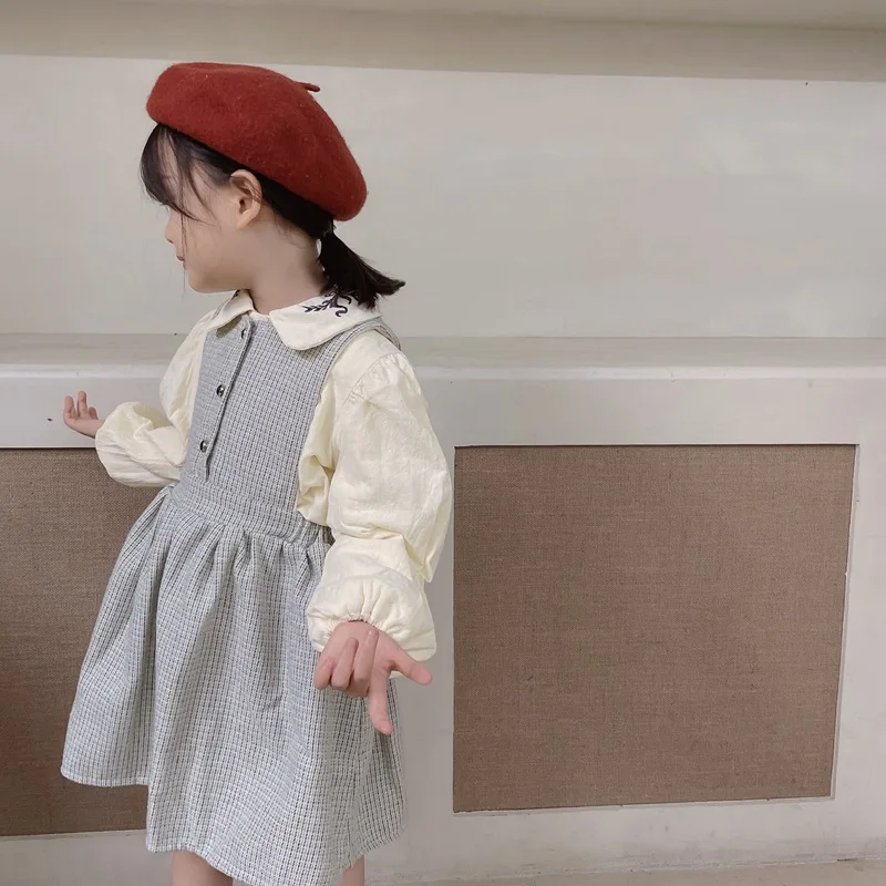 

Платье с длинным рукавом до колен, пуловер трапециевидного силуэта, однотонное, из хлопка, новинка, модная простая Милая весенне-осенне-зимн...