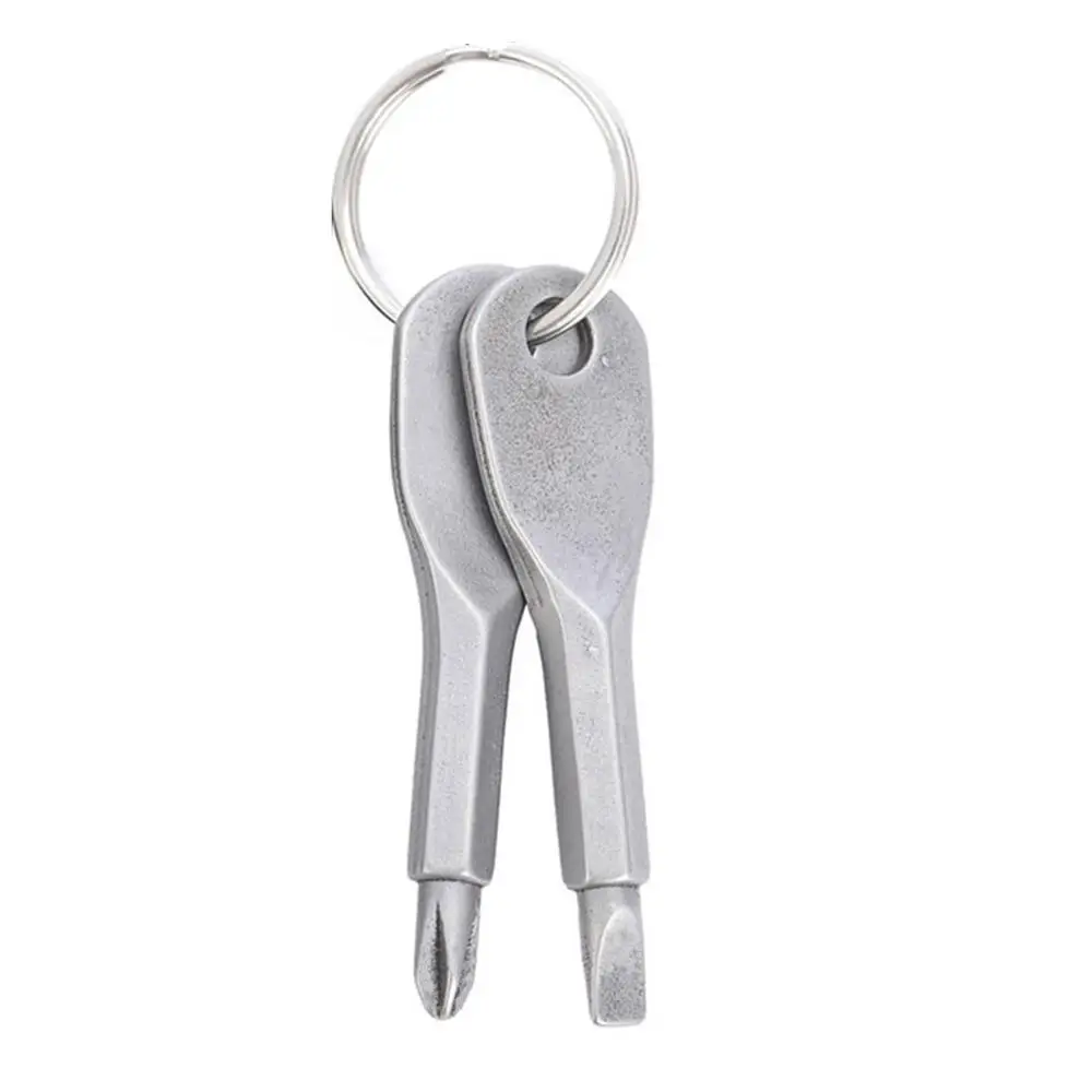 Нержавеющая сталь мини отвертка брелок шлицевая Phillips отвертка брелок ремонтный набор инструментов - Цвет: Серый
