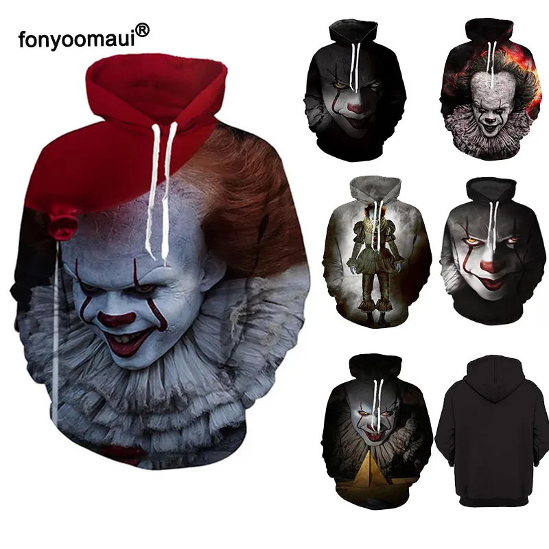 Костюм клоуна из фильма для взрослых унисекс толстовка с 3D принтом дьявола