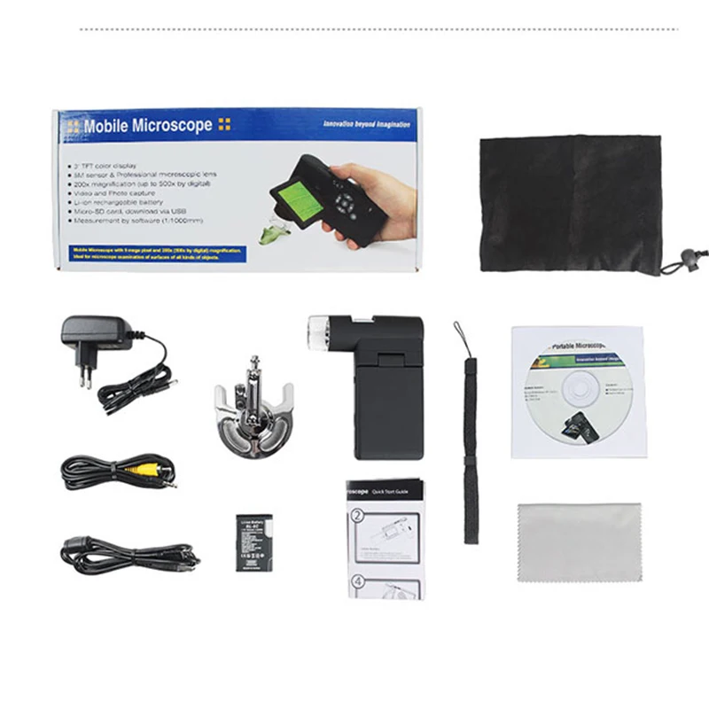 

Portable 3" LCD Digital Microscope + 16G SD Handheld Mobile 20X-500X Video Photograph Camera Portable Capture Lens with 8 LEDs