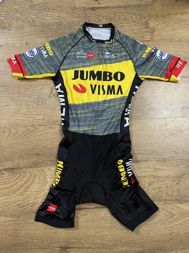 

LASER CUT Skinsuit 2021 JUMBO VISMA TEAM Black Bodysuit SHORT Cycling Jersey Bike Bicycle Clothing Maillot Ropa Ciclismo