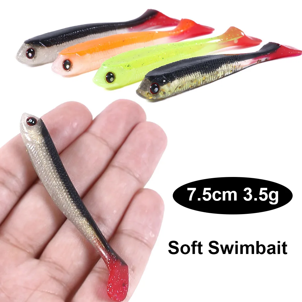 5 шт. 7 см 3 г Shad мягкая пластиковая наживка Jig Swimbaits искусственная двухцветная
