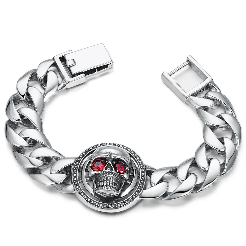 

Мужской браслет из серебра 925 пробы с черепом