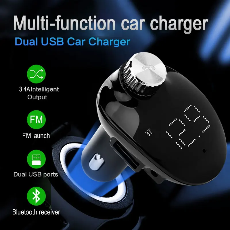 Портативный двойной USB fm передатчик автомобильное быстрое зарядное устройство