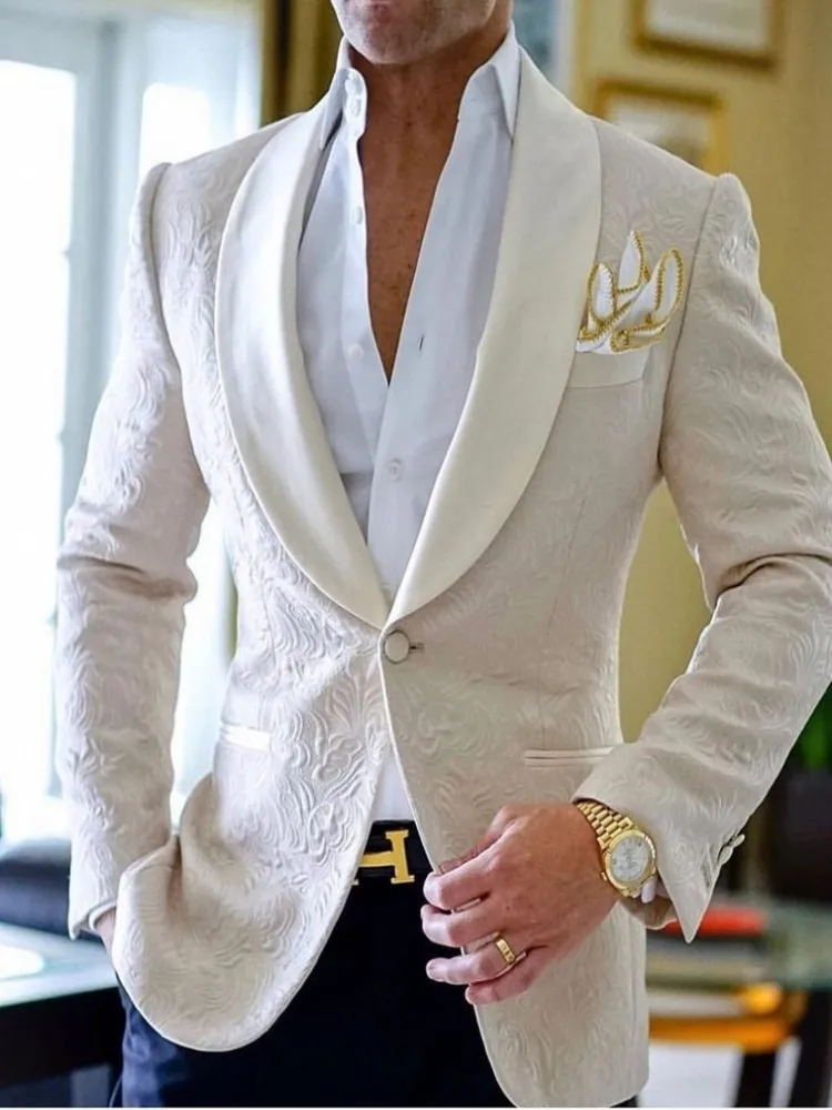 Custom Made Beige Men Suits With Pants Slim Fit Formal Dress Groomsmen