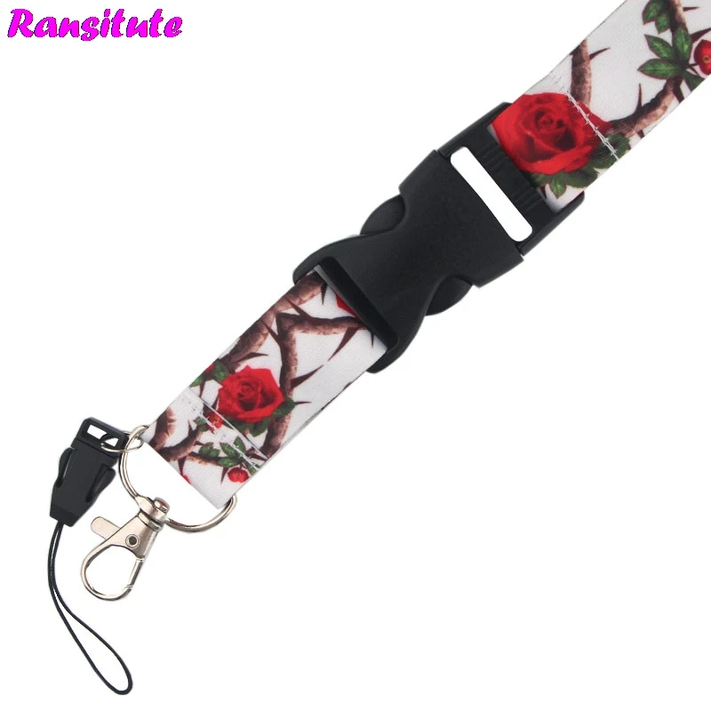Ransitute Rose Key Lanyard ID Badge Holder для телефона и брелока DIY Neckband мобильный телефон ремешок
